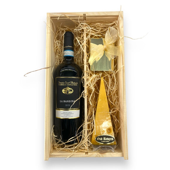 Wine gift with chocolate and cheese 1 bottle