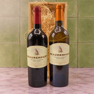Wijngeschenk Beaurempart – Geschenk met Rode en Witte Franse Wijn in Luxe Houten Kist - Wijnbox.nl