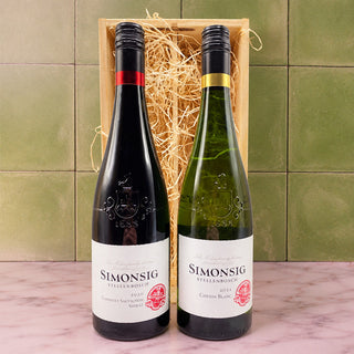 Wijngeschenk Zuid-Afrika – Geschenk met Chenin Blanc en Cabernet Sauvignon Shiraz in Luxe Houten Kist - Wijnbox.nl