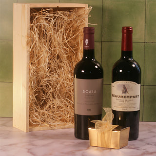 Chocolade- en wijngeschenk Rood